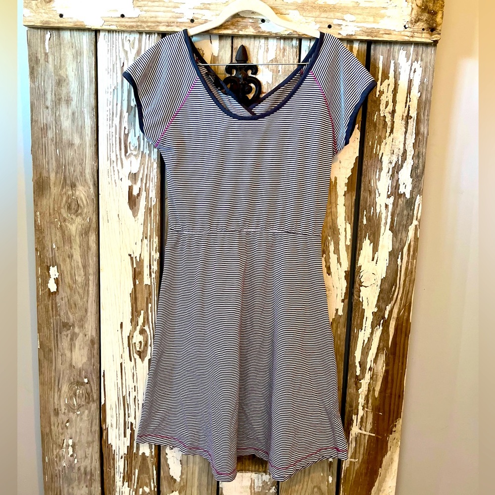 Prana Striped Dress With Criss Cross Back